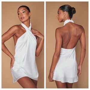 Show Me Your MuMu White Halter Mini Dress